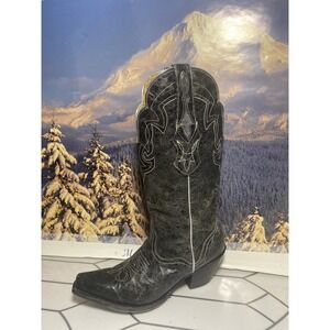 JB Dillon Women's Boots Sz 8.5 B Genuine Goat Leather Black Silver Trim Cowgirl